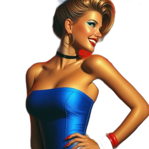 dress, jewelry, face, photorealistic, comic book art, cartoon, concept art, neon lights transparent PNG cut-out