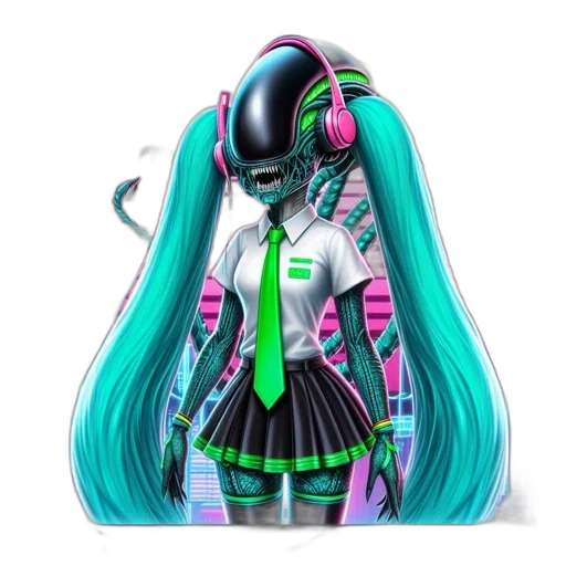 robot, mask, jacket, creature, cyberpunk, vaporwave, concept art, anime transparent PNG cut-out