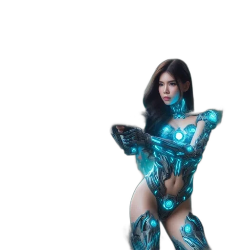 robot, dress, creature, weapon, concept art, 3d render, fantasy art, comic book art transparent PNG cut-out