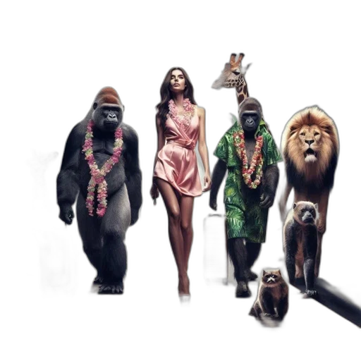 staff, animal, concept art, fantasy art, comic book art, photorealistic, woman, pink transparent PNG cut-out