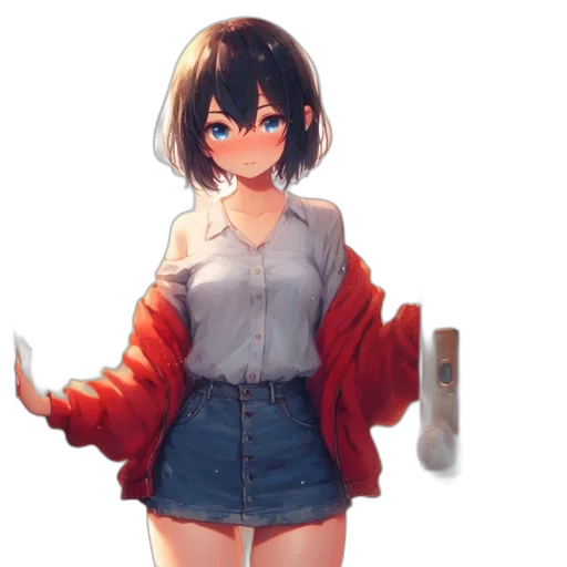 jacket, dress, weapon, robot, anime, concept art, pixel art, watercolor transparent PNG cut-out