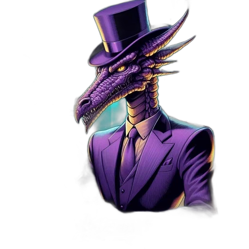 dragon, hat, mask, creature, concept art, vaporwave, fantasy art, pixel art transparent PNG cut-out