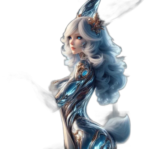 dragon, dress, fantasy art, concept art, 3d render, comic book art, blue, pastel transparent PNG cut-out