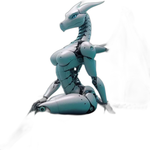 dragon, robot, creature, animal, concept art, 3d render, fantasy art, vaporwave transparent PNG cut-out