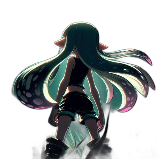 hair, dress, weapon, staff, concept art, anime, pixel art, watercolor transparent PNG cut-out