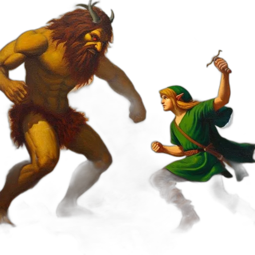 concept art, fantasy art, forest, young, man, armed, defense, faces transparent PNG cut-out