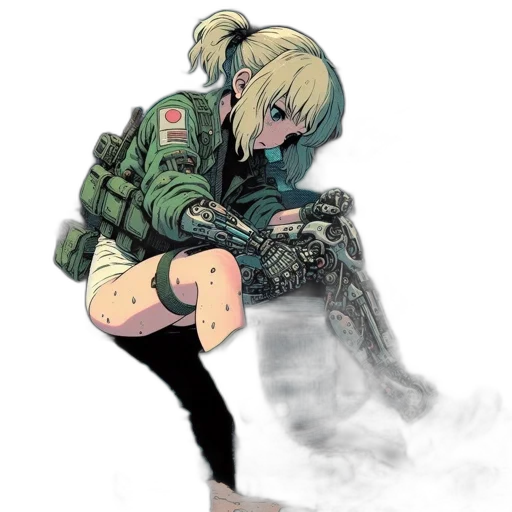 jacket, weapon, robot, dragon, concept art, comic book art, cyberpunk, anime transparent PNG cut-out