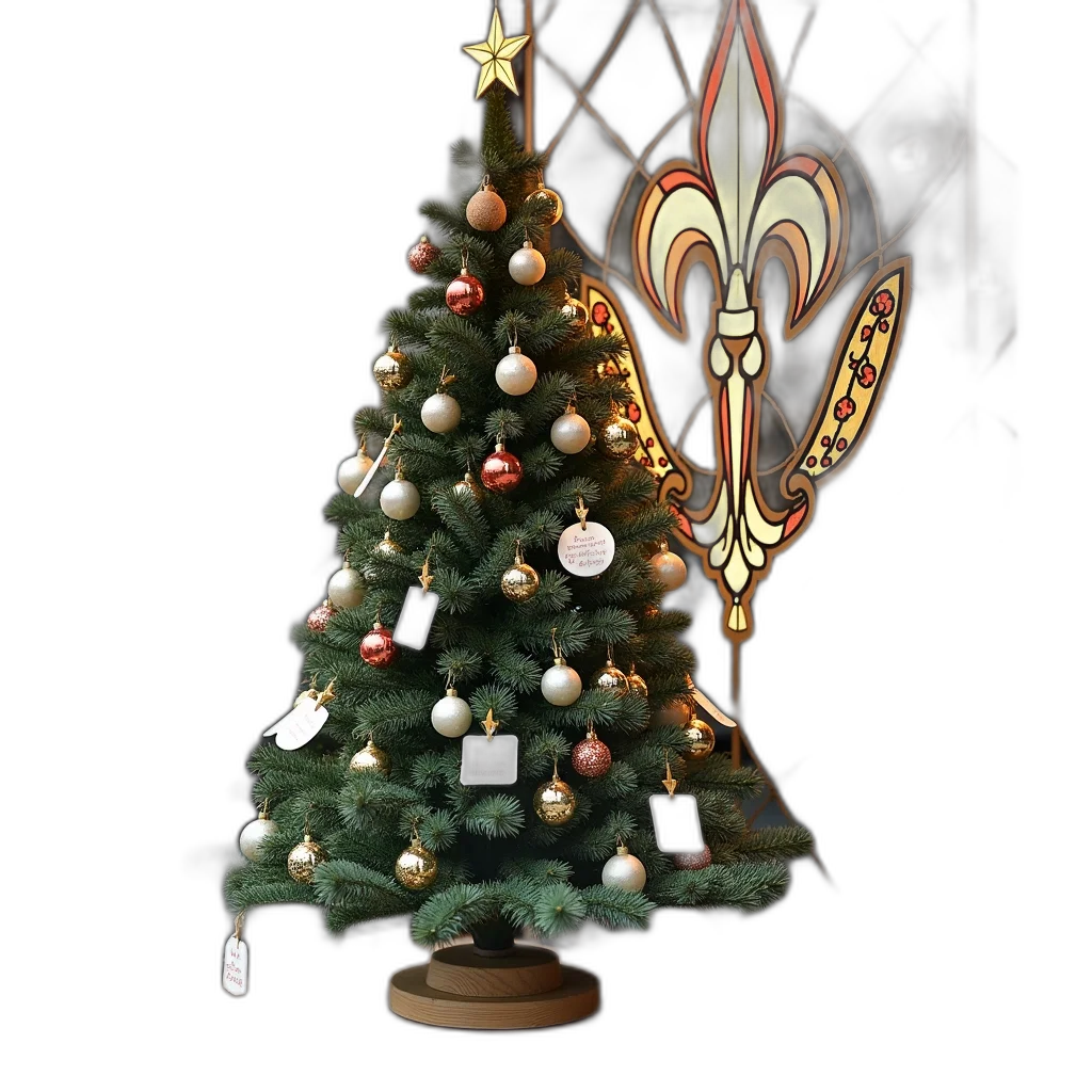 staff, tree, crown, 3d render, photorealistic, decorative, christmas, ornaments transparent PNG cut-out