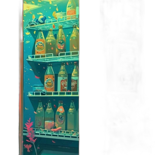 bottle, food, staff, weapon, concept art, vaporwave, 3d render, oil painting transparent PNG cut-out