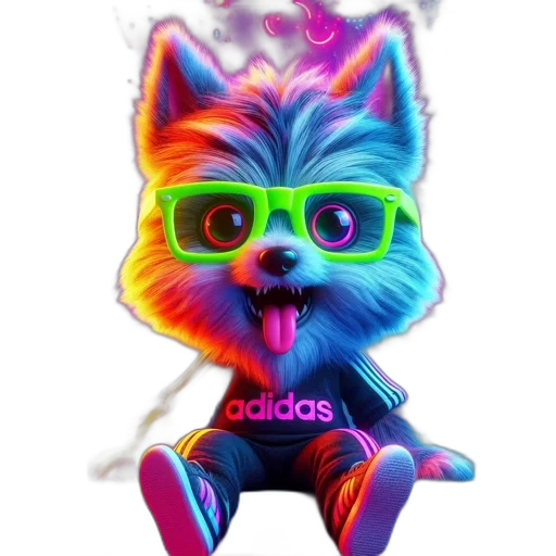 jacket, animal, staff, mask, vaporwave, fantasy art, cyberpunk, cartoon transparent PNG cut-out