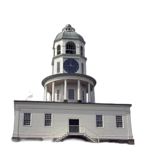 building, staff, 3d render, photorealistic, city street, white, clock, tower transparent PNG cut-out