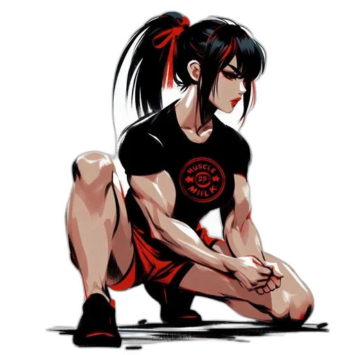 anime, pixel art, concept art, comic book art, red, animated, female, character transparent PNG cut-out