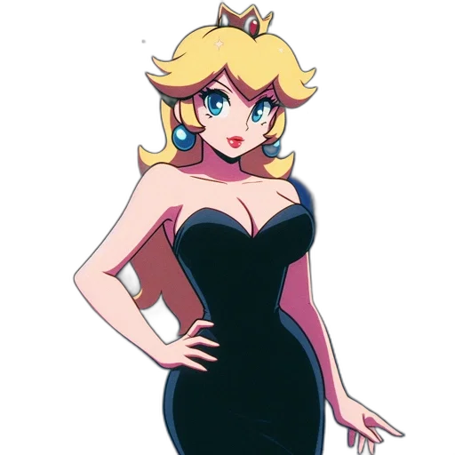 dress, crown, staff, cartoon, pixel art, concept art, anime, dark transparent PNG cut-out