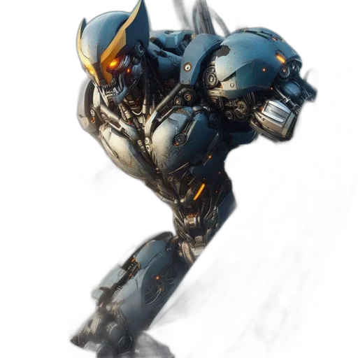 robot, weapon, concept art, fantasy art, comic book art, 3d render, giant, metallic transparent PNG cut-out