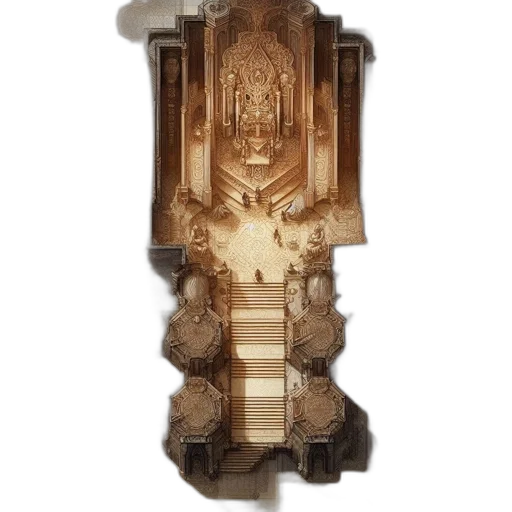 crown, sword, furniture, jewelry, 3d render, concept art, elaborate, ancient transparent PNG cut-out