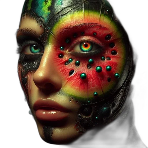 mask, face, robot, creature, photorealistic, cyberpunk, concept art, 3d render transparent PNG cut-out