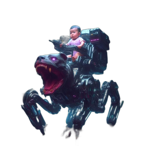 robot, creature, dragon, weapon, concept art, 3d render, cyberpunk, vaporwave transparent PNG cut-out