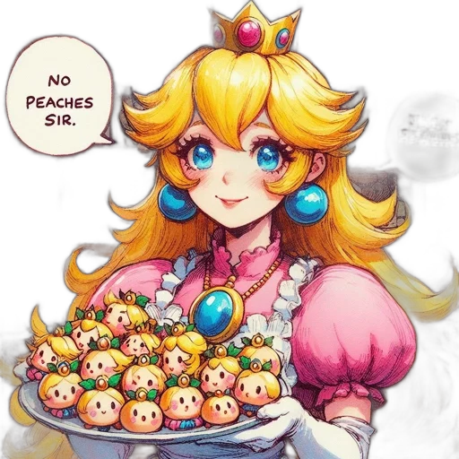 food, crown, pixel art, concept art, fantasy art, anime, princess-like, figure transparent PNG cut-out