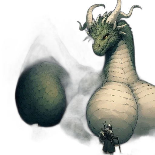 dragon, creature, concept art, fantasy art, watercolor, 3d render, fog, fire transparent PNG cut-out