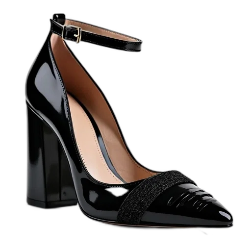 shoes, pair, black, high-heeled, glossy, finish, patterned, design transparent PNG cut-out