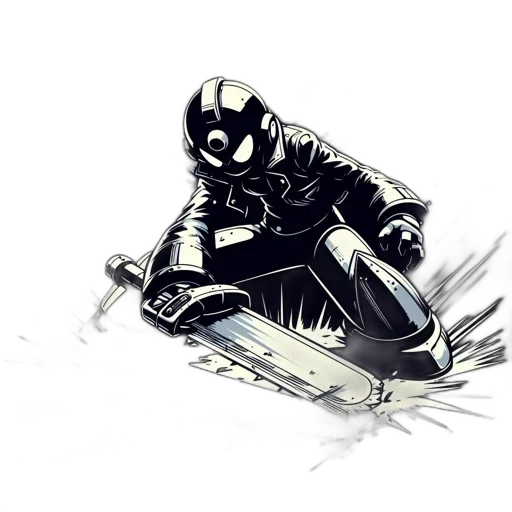 robot, jacket, weapon, mask, comic book art, concept art, cartoon, pixel art transparent PNG cut-out