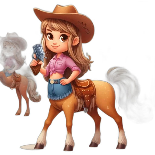 concept art, fantasy art, cartoon, pixel art, young, woman, dressed, cowgirl transparent PNG cut-out