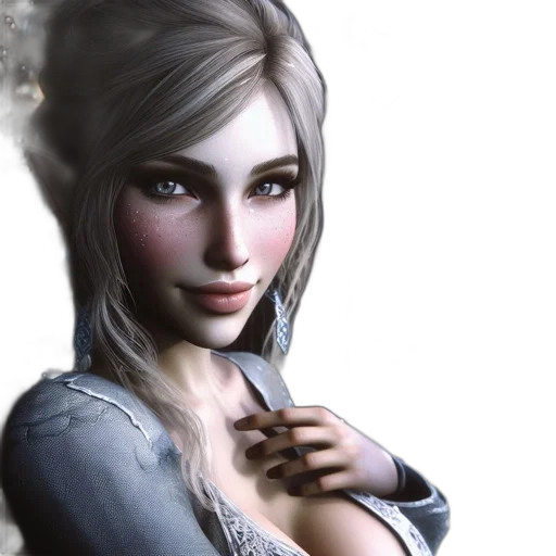 face, fantasy art, photorealistic, concept art, 3d render, monochrome, ethereal, elf transparent PNG cut-out