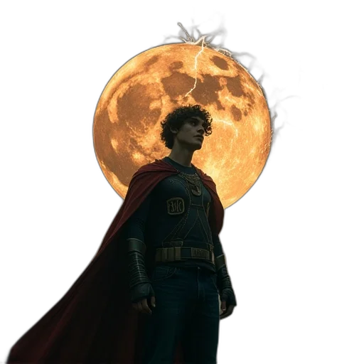 jacket, crown, staff, comic book art transparent PNG cut-out