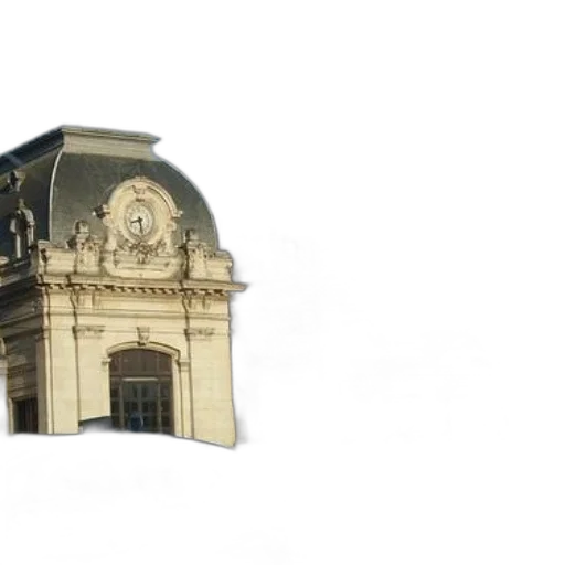 building, crown, umbrella, face, 3d render, photorealistic, concept art, clock transparent PNG cut-out