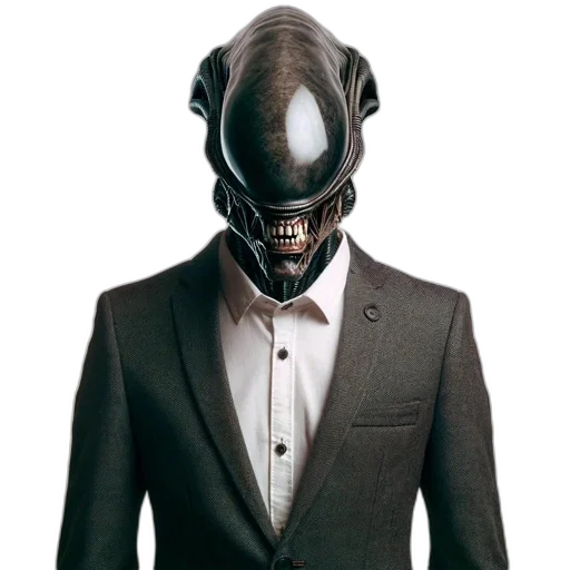 mask, robot, jacket, creature, concept art, 3d render, cyberpunk, photorealistic transparent PNG cut-out