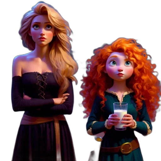 concept art, 3d render, fantasy art, cartoon, snow, fire, two, animated transparent PNG cut-out