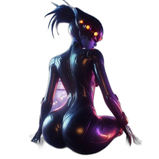 dress, creature, robot, concept art, fantasy art, cyberpunk, pixel art, neon lights transparent PNG cut-out