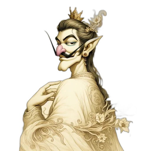 mask, crown, face, staff, concept art, fantasy art, watercolor, photorealistic transparent PNG cut-out
