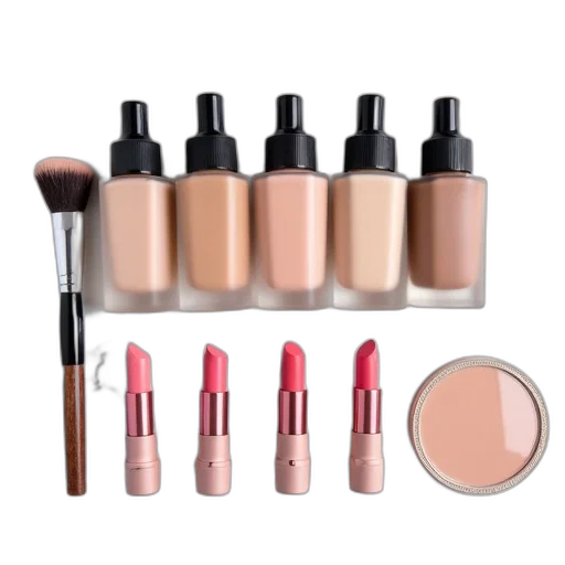 earth tones, colorful, golden, collection, makeup, products, displayed, marble transparent PNG cut-out