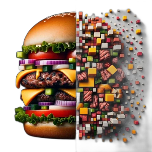 food, face, photorealistic, 3d render, pixel art, concept art, colorful, image transparent PNG cut-out