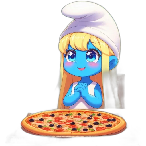 food, pixel art, concept art, anime, 3d render, blue, smurf-like, creature transparent PNG cut-out