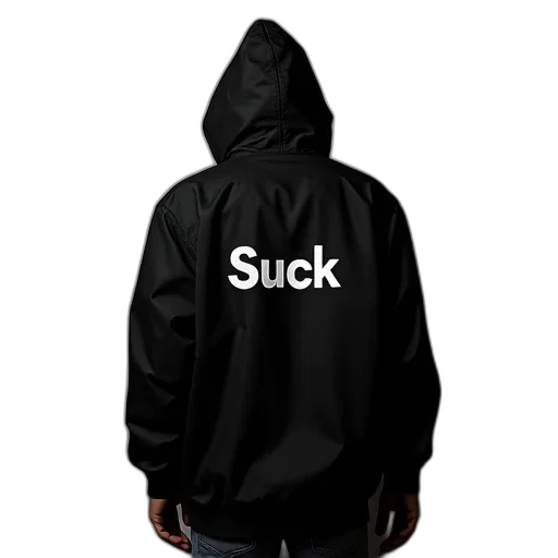 jacket, staff, hat, 3d render, cyberpunk, black, windbreaker, letter transparent PNG cut-out