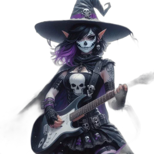 dress, fantasy art, concept art, pixel art, comic book art, dark, monochrome, witch transparent PNG cut-out