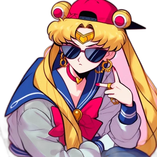 jacket, hat, staff, vaporwave, anime, pixel art, cartoon, animated transparent PNG cut-out