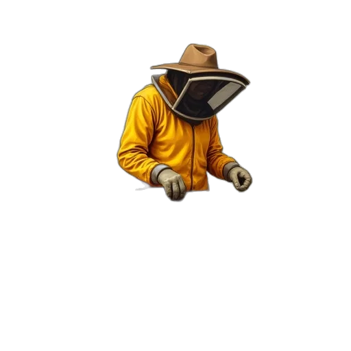 staff, robot, mask, hat, pixel art, concept art, 3d render, fantasy art transparent PNG cut-out