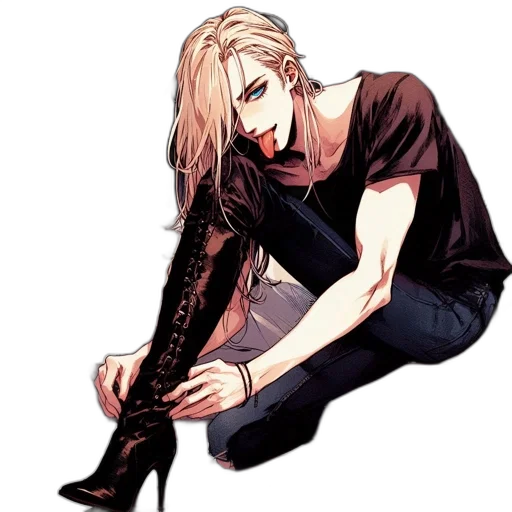 shoes, staff, weapon, hair, concept art, cartoon, pixel art, anime transparent PNG cut-out