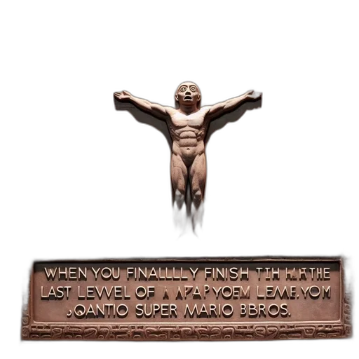 weapon, 3d render, ancient-looking, relief, features, humanoid, figure, amidst transparent PNG cut-out