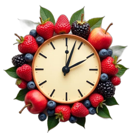 fruit, clock, berries, apple transparent PNG cut-out
