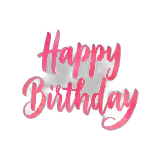 pink, watercolor, ink, lettering, says, happy, birthday, white transparent PNG cut-out