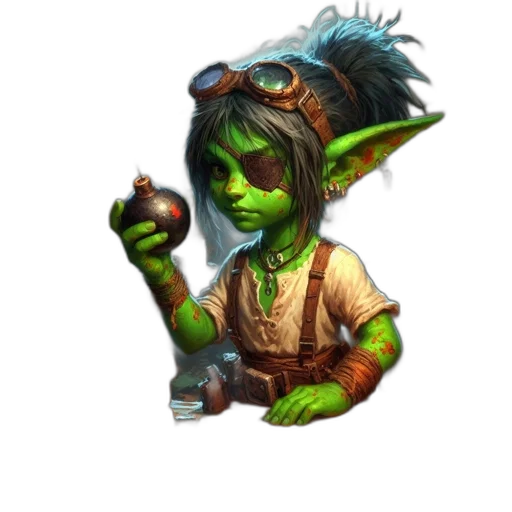 staff, fantasy art, concept art, pixel art, 3d render, green, green-skinned, goblin transparent PNG cut-out