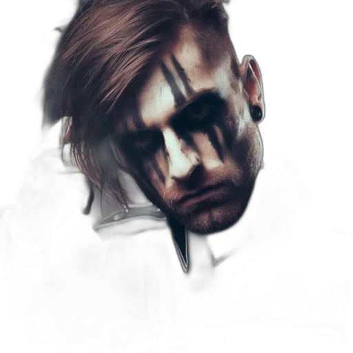 face, mask, staff, creature, photorealistic, concept art, fantasy art, cyberpunk transparent PNG cut-out