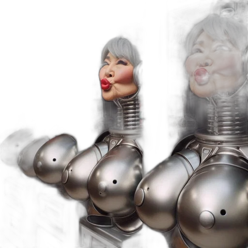 robot, concept art, 3d render, photorealistic, outer space, robotic, heads, human-like transparent PNG cut-out