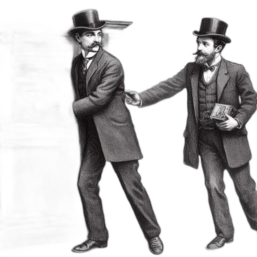 staff, hat, concept art, photorealistic, fire, city street, two, gentlemen transparent PNG cut-out