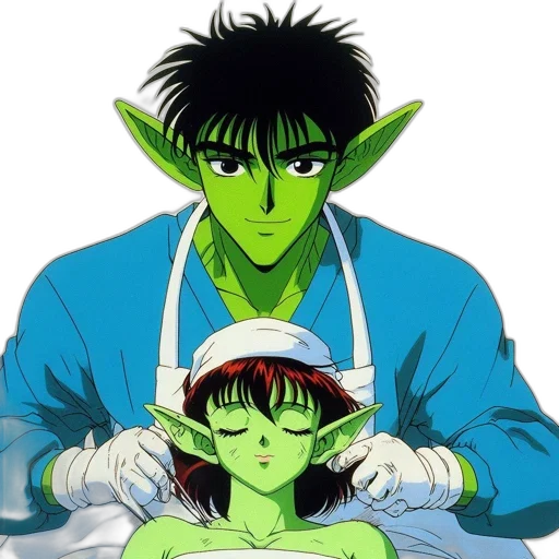 anime, concept art, vaporwave, outer space, green, image, showcases, two transparent PNG cut-out