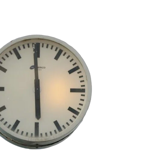 3d render, white, clock, black, numbers, hands, mounted, blue transparent PNG cut-out